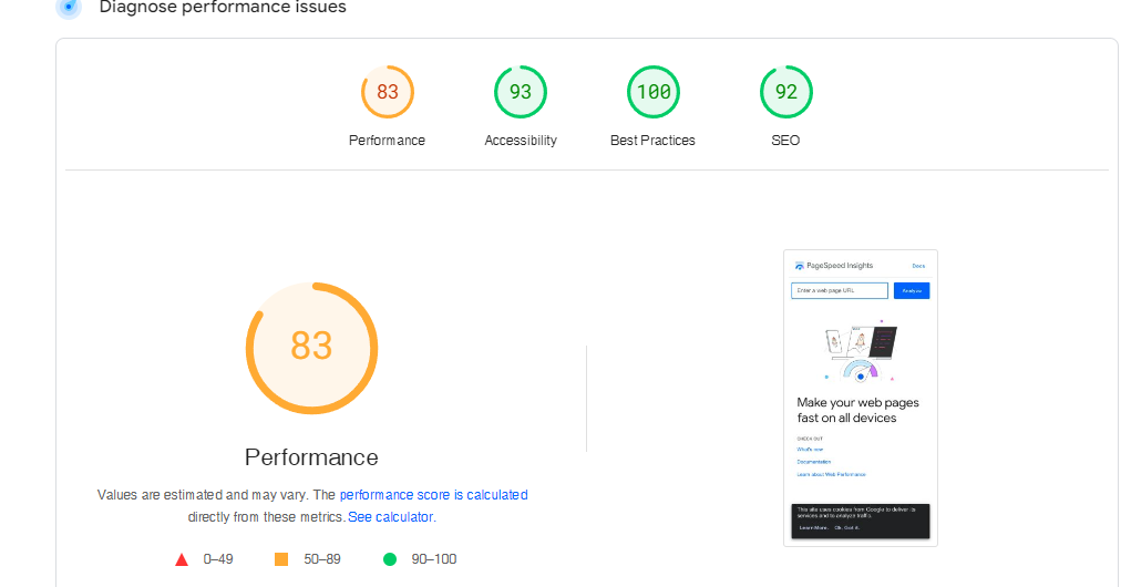 Page Speeds insights